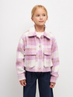 Куртка в клетку для девочек (розовый, 152) Sela  фото, kupilegko.ru